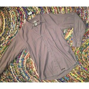 RARE Mens Vintage PLANET EARTH Skateboard Shirt Grey ButtonUp MEDIUM Long Sleeve